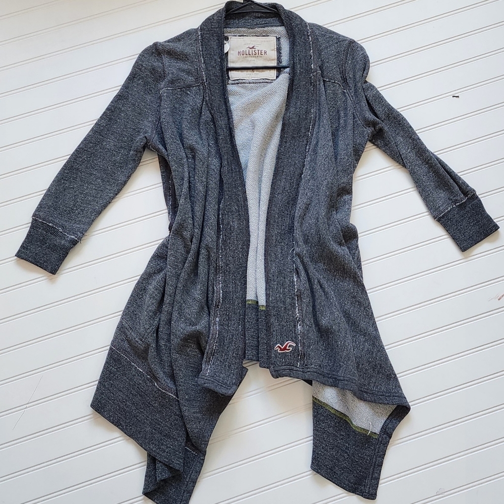 Hollister Women's Charcoal Open-Front Cardigan